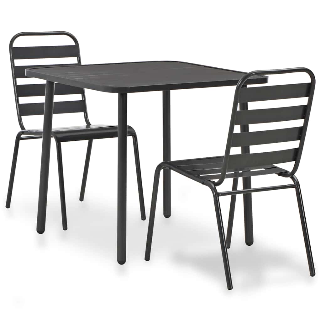 3 Pcs conjunto bistrô aço cinzento escuro