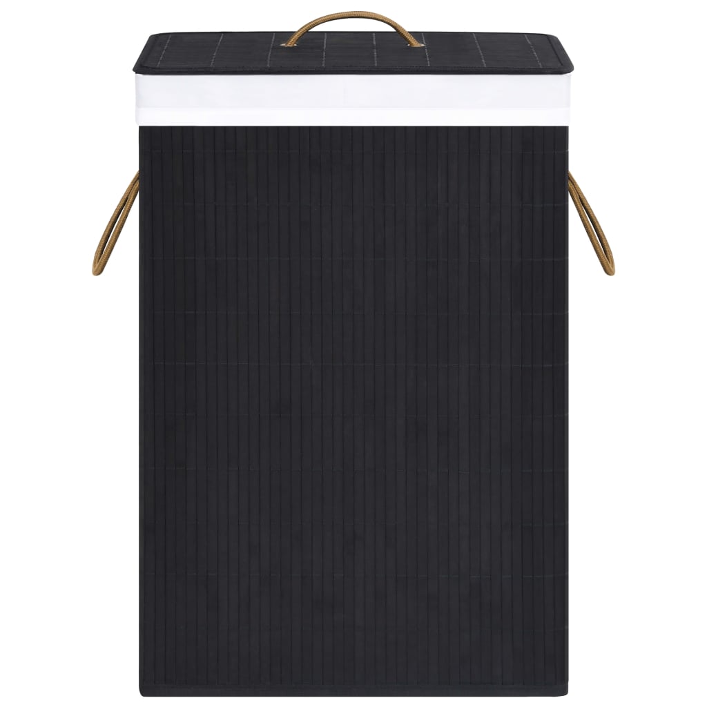 Cesto para roupa suja c/ 2 secções 72 l bambu preto