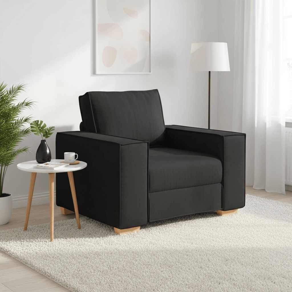 Sofá-cadeira preto 100x78x84 cm tecido