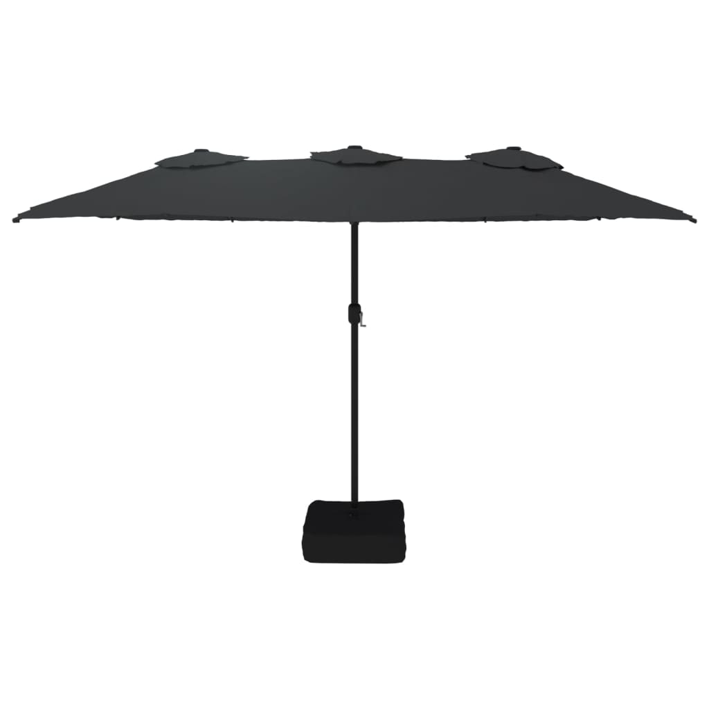 Guarda-sol de jardim com cabeça dupla 449x265 cm preto