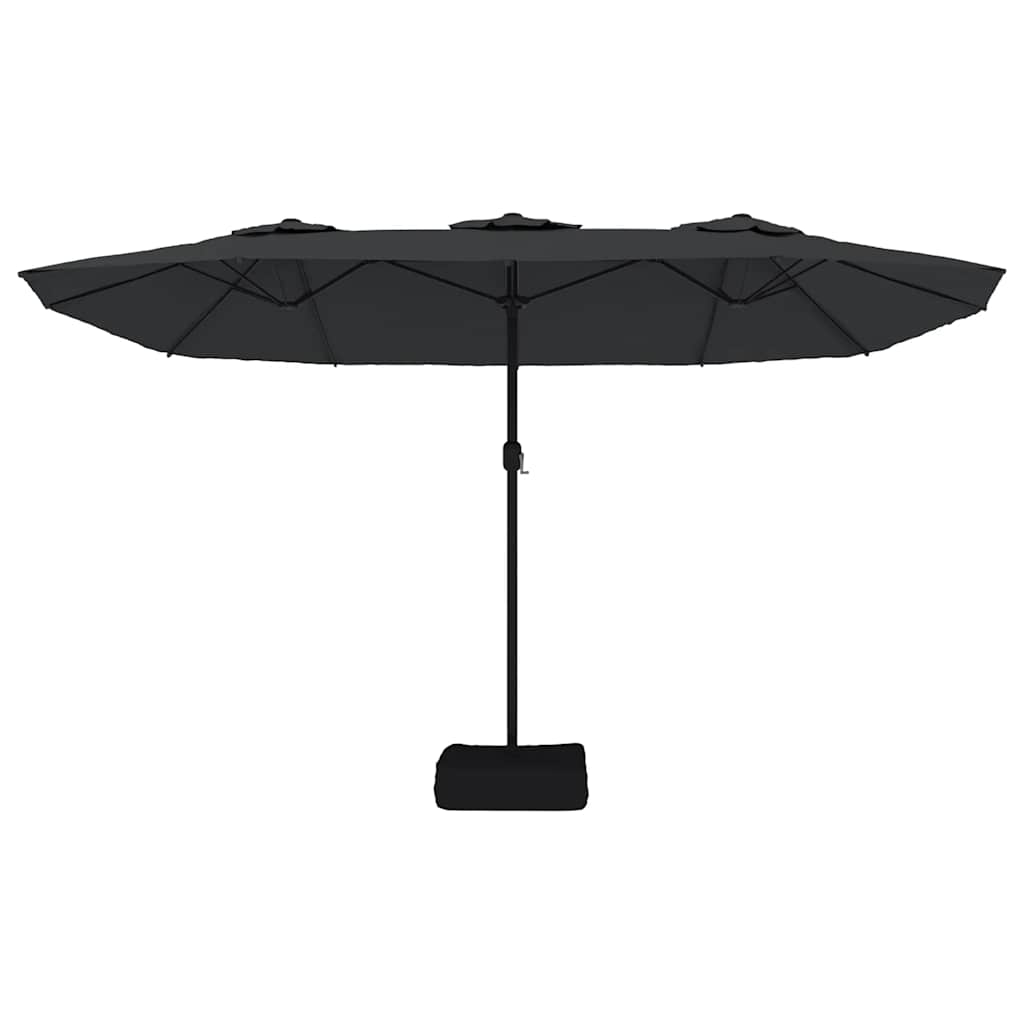 Guarda-sol de jardim com cabeça dupla 449x265 cm preto