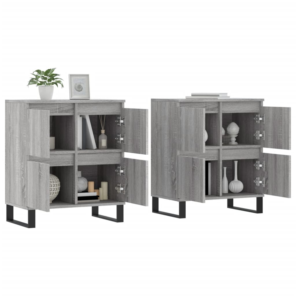 Aparadores 2 pcs derivados de madeira cinzento sonoma