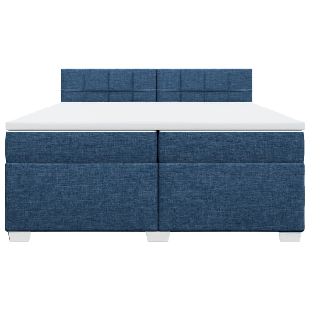Cama com molas/colchão 200x200 cm tecido azul