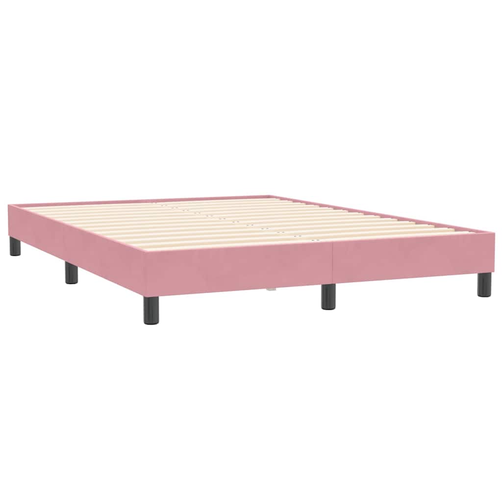 Box cama de primavera sem colchão rosa 140x210 cm veludo