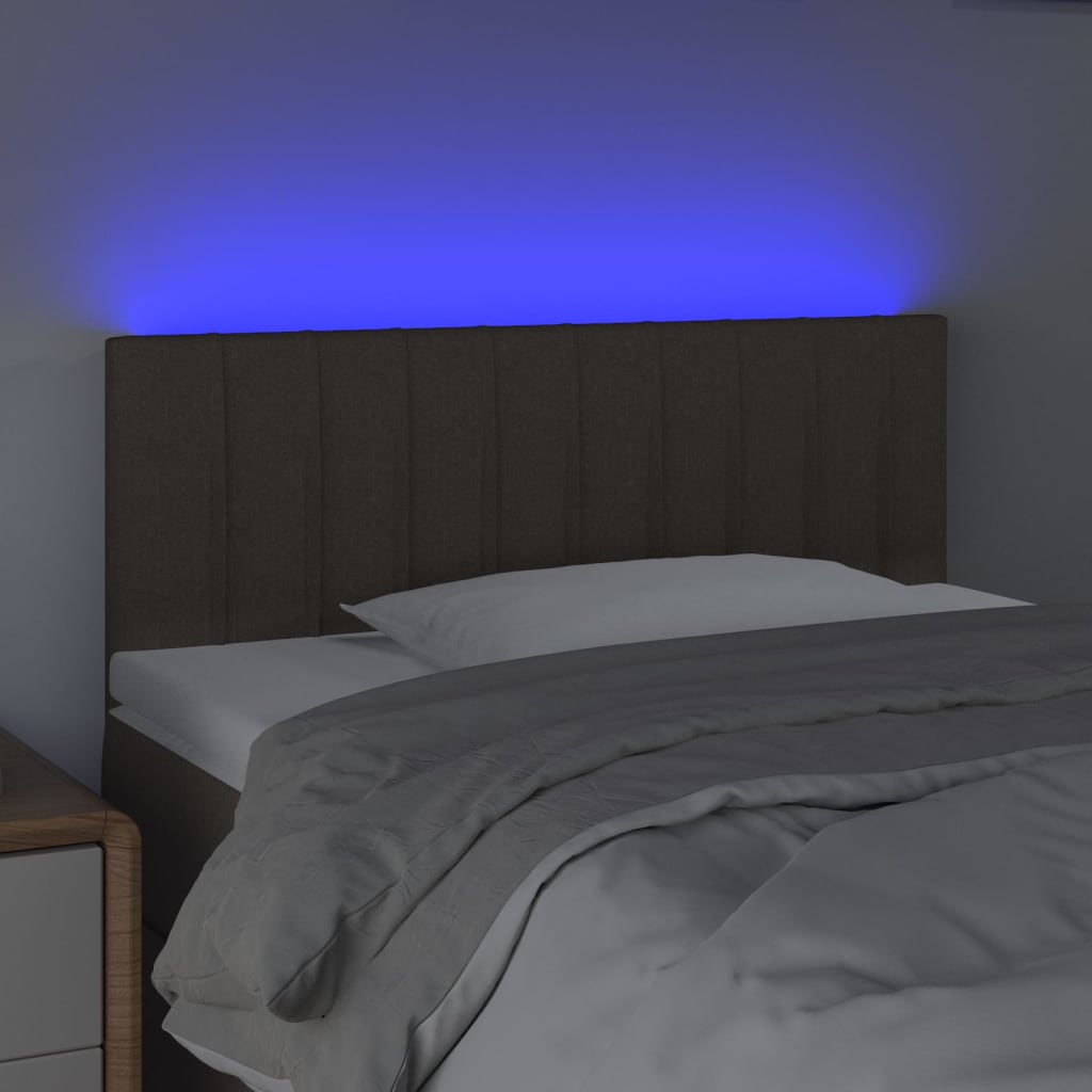 Cabeceira cama luzes LED tecido 80x5x78/88cm cinza-acastanhado