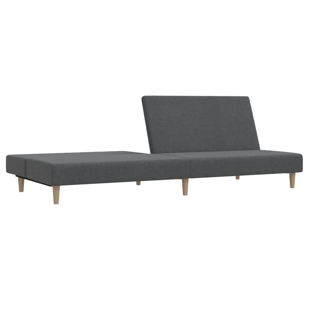 Sofá-cama de 2 lugares tecido cinzento-claro