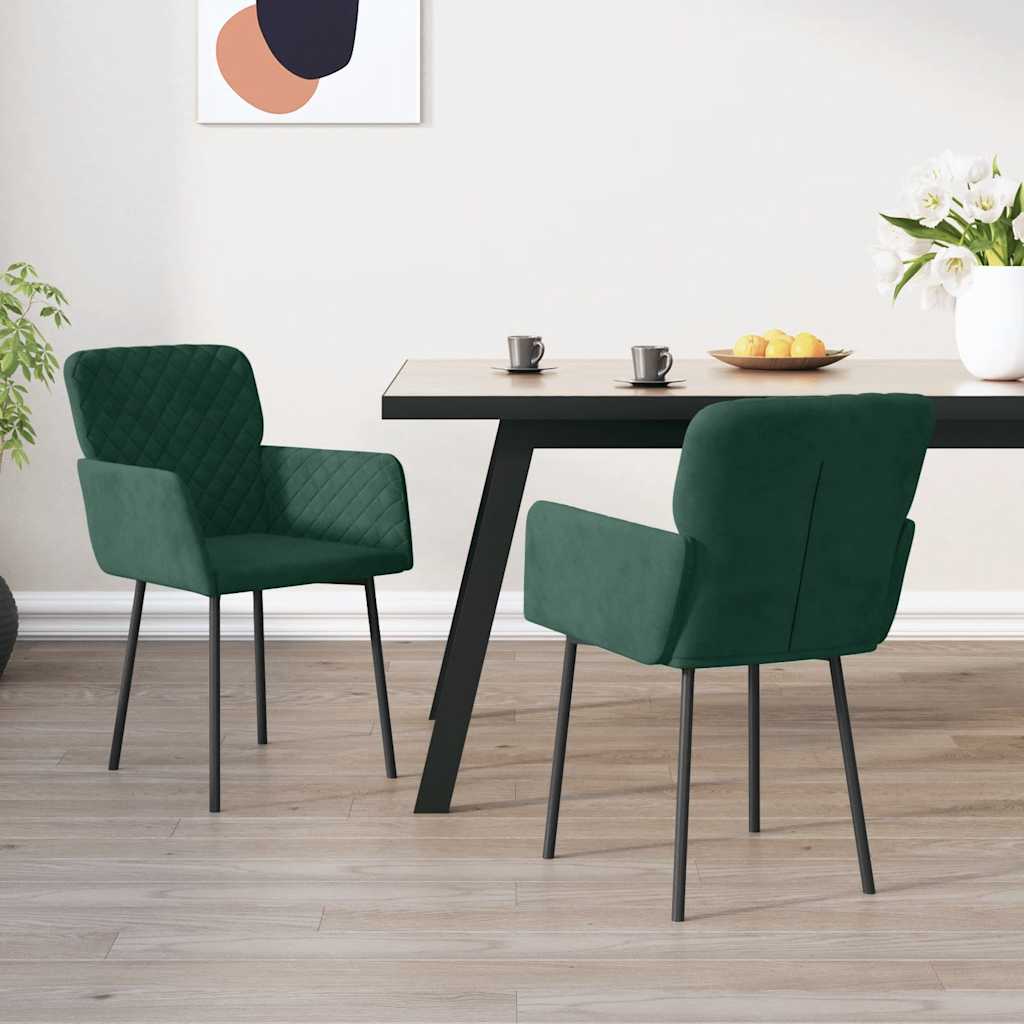 Cadeiras de jantar 2 pcs veludo verde-escuro