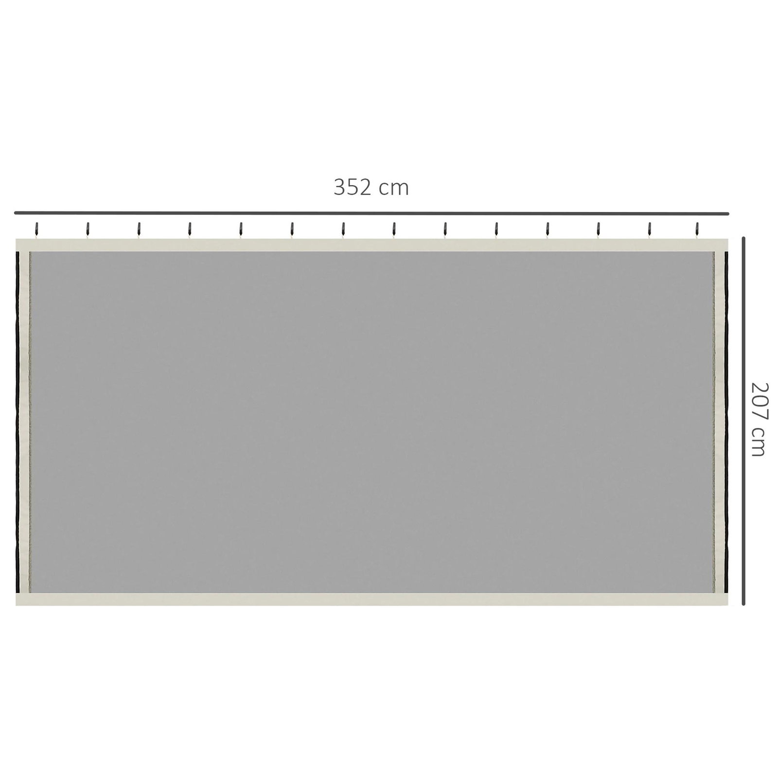 4 Painéis laterais 352x207 cm para pérgola de jardim mosquiteira com zíperes e anéis preto