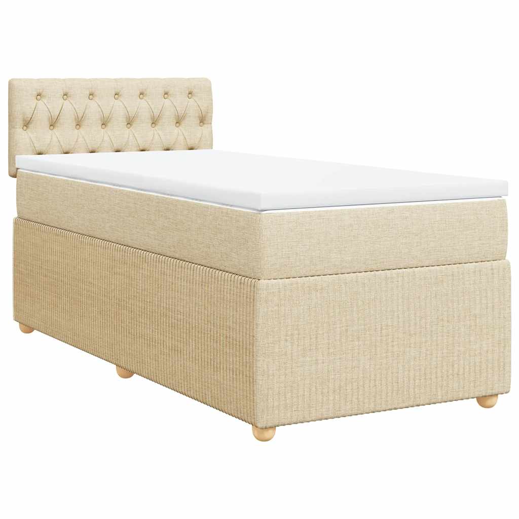 Cama com molas/colchão 90x190 cm tecido cor creme