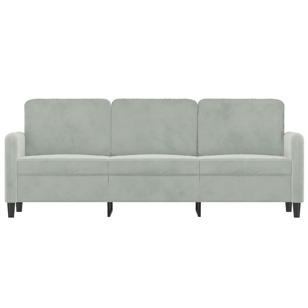 Sofá de 3 lugares 180 cm veludo cinzento-claro