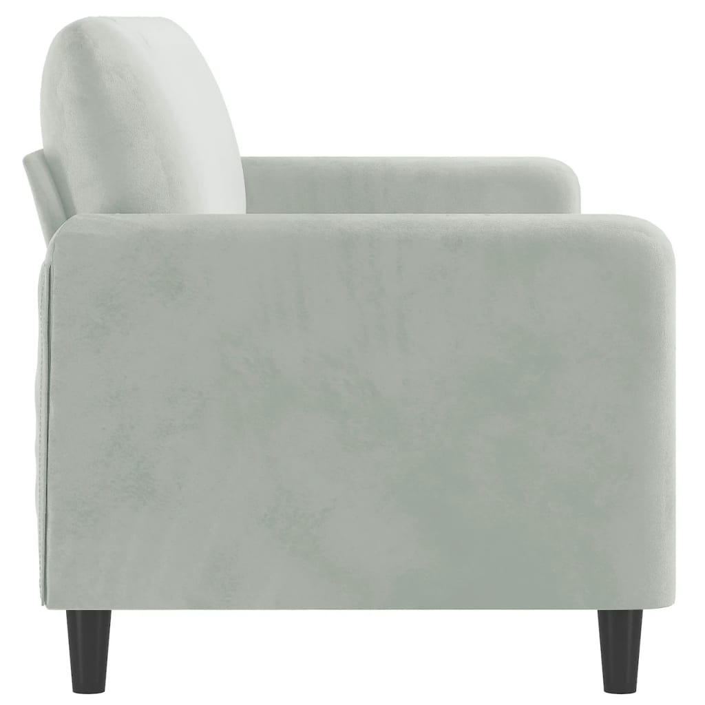 Sofá de 3 lugares 180 cm veludo cinzento-claro