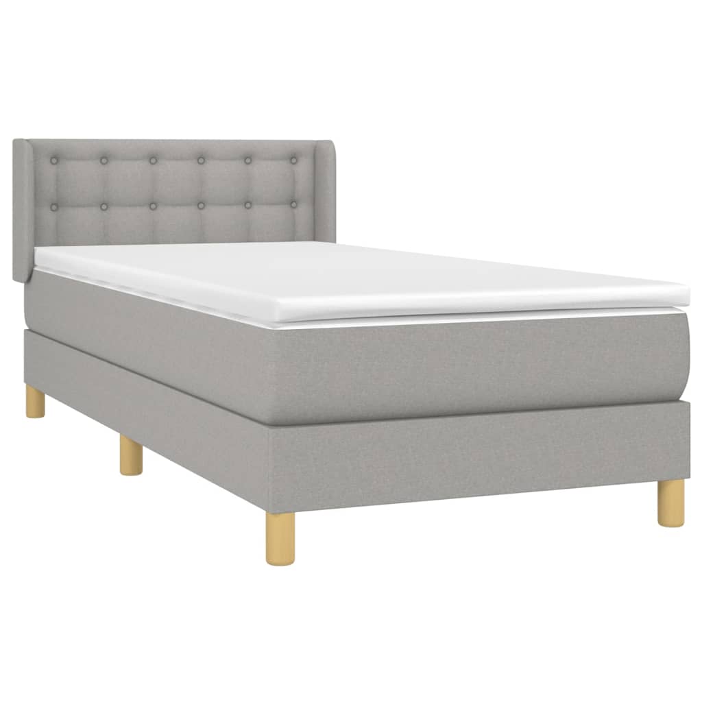Cama com molas/colchão 90x200 cm tecido cinza-claro