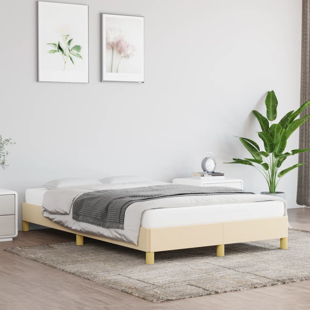 Estrutura de cama sem colchão 120x200 cm tecido cor creme