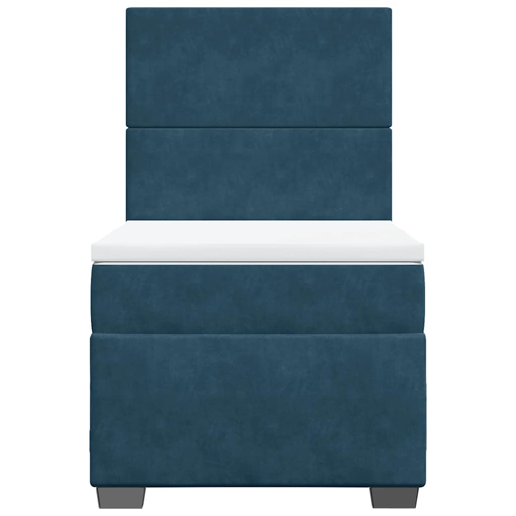 Cama boxspring com colchão 90x200 cm veludo azul