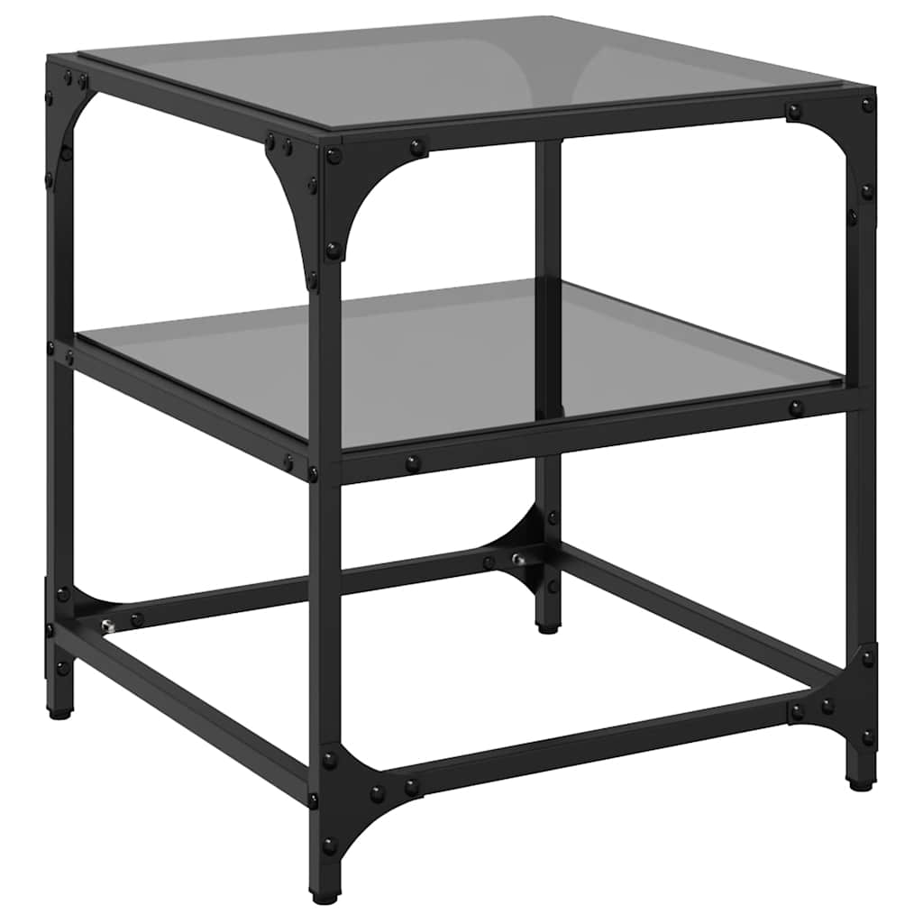 Mesas de centro c/ topo em vidro preto 2 pcs 40x40x45 cm aço