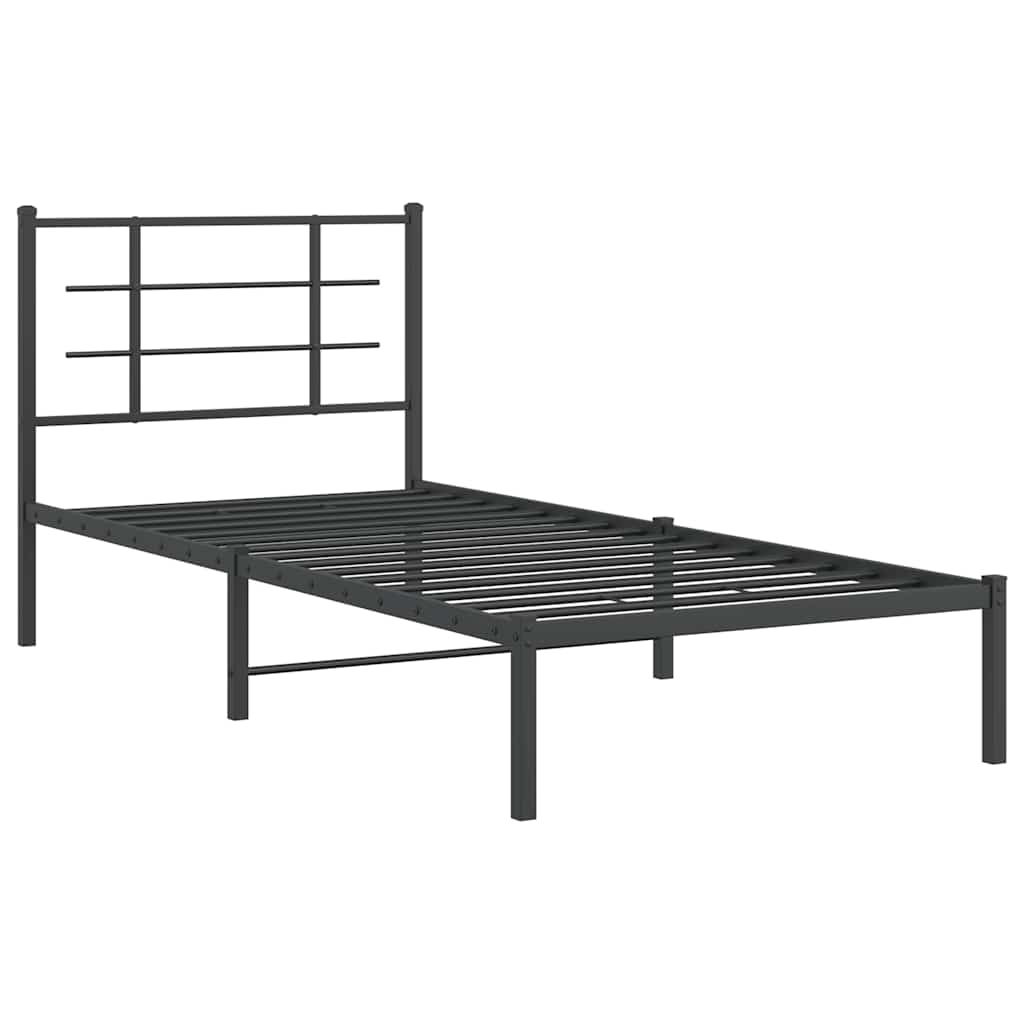 Estrutura de cama com cabeceira 90x200 cm metal preto