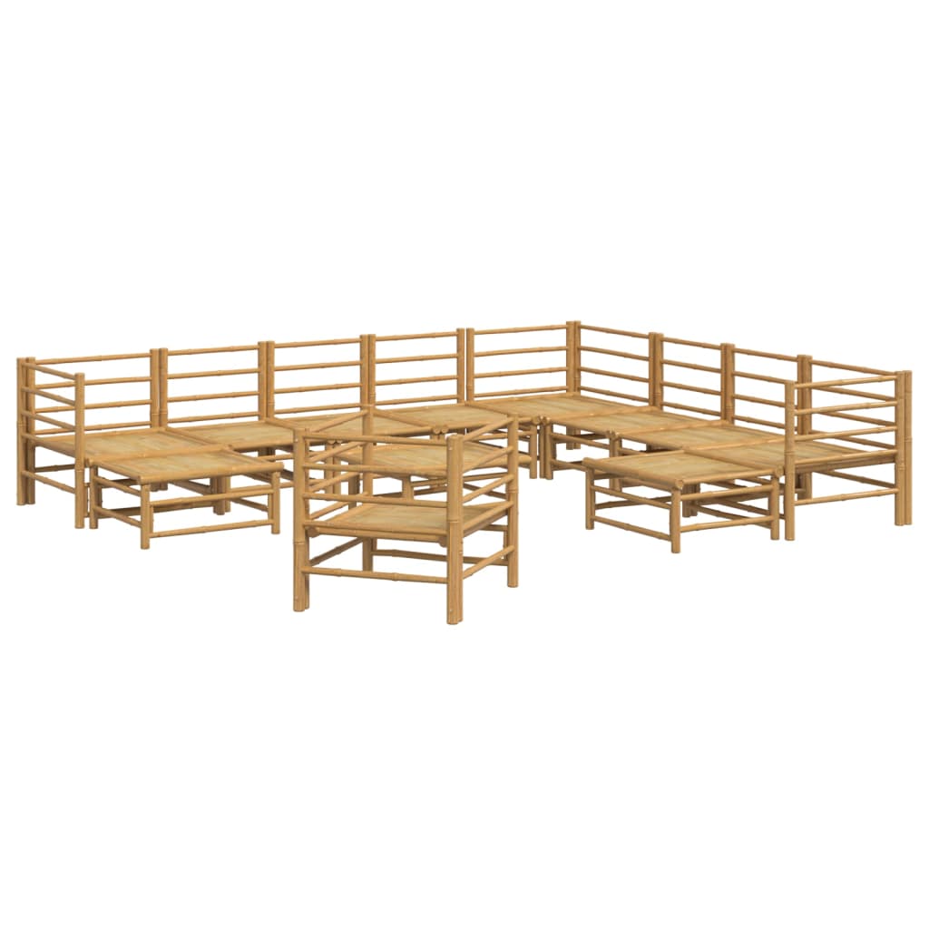 12Pcs conj. lounge de jardim bambu c/ almofadões cinzento-claro