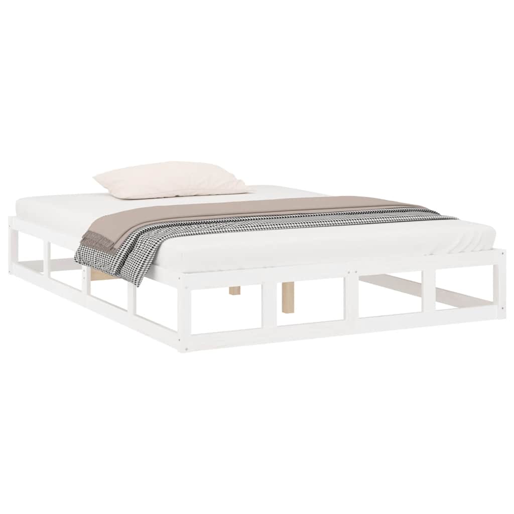 Estrutura de cama casal 135x190 cm madeira maciça branco