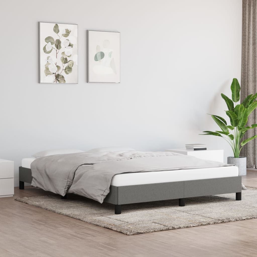 Estrutura de cama sem colchão 140x190 cm tecido cinzento-escuro