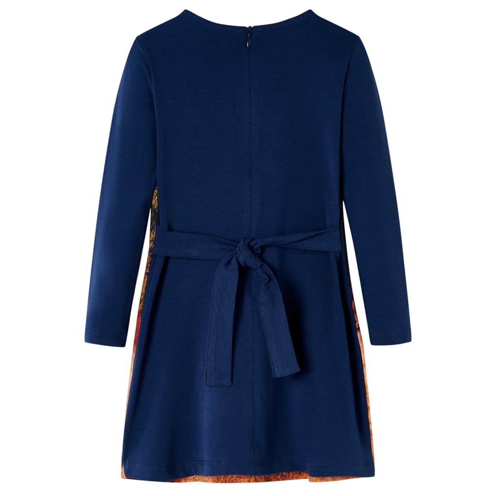 Vestido de manga comprida para criança azul-marinho 116