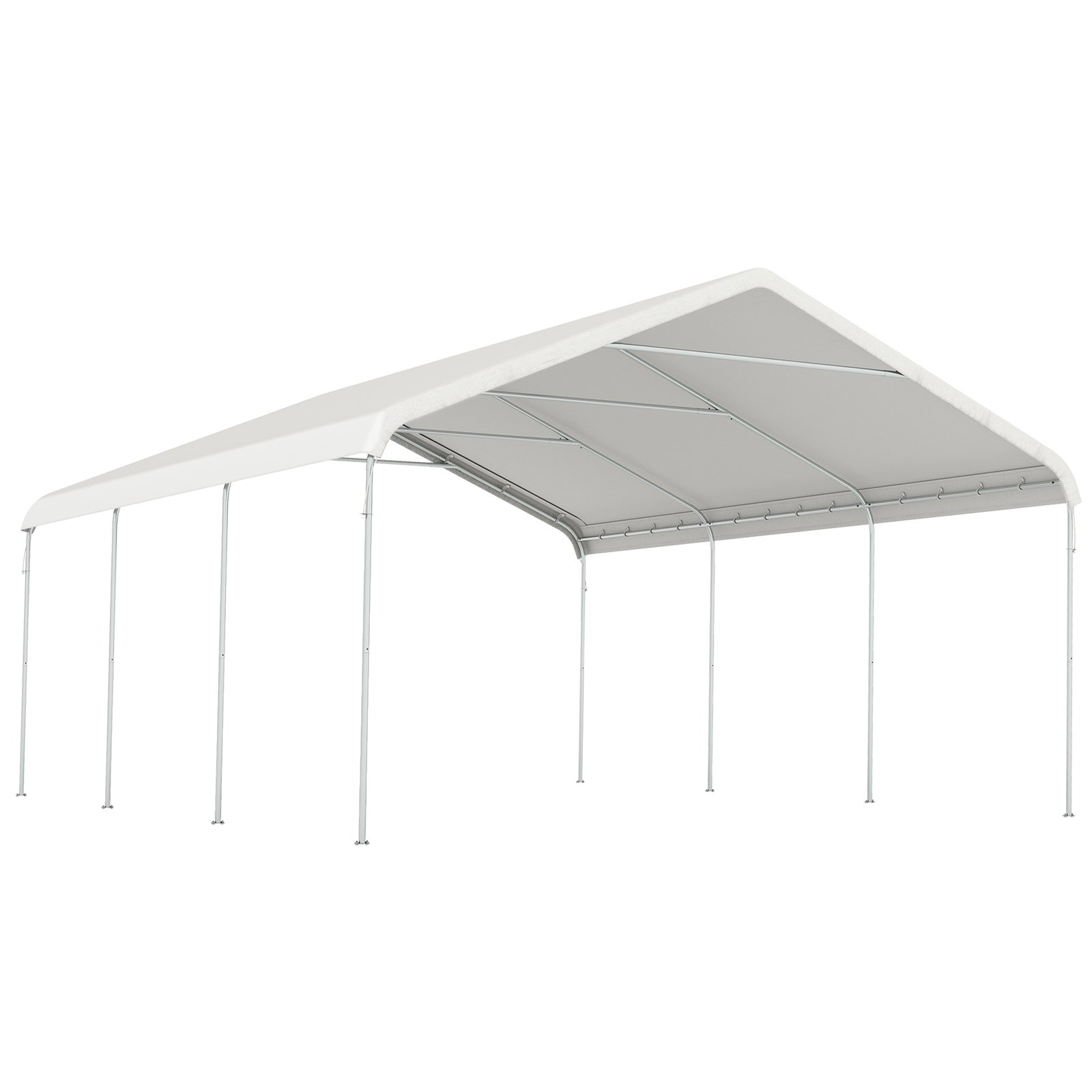 Tenda para garagem portátil 5x6 m com estrutura de aço galvanizado impermeável anti-UV abrigo para ferramentas creme