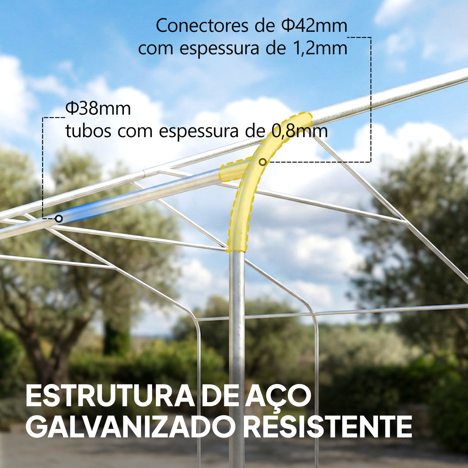 Tenda para garagem portátil 5x6 m com estrutura de aço galvanizado impermeável anti-UV abrigo para ferramentas creme