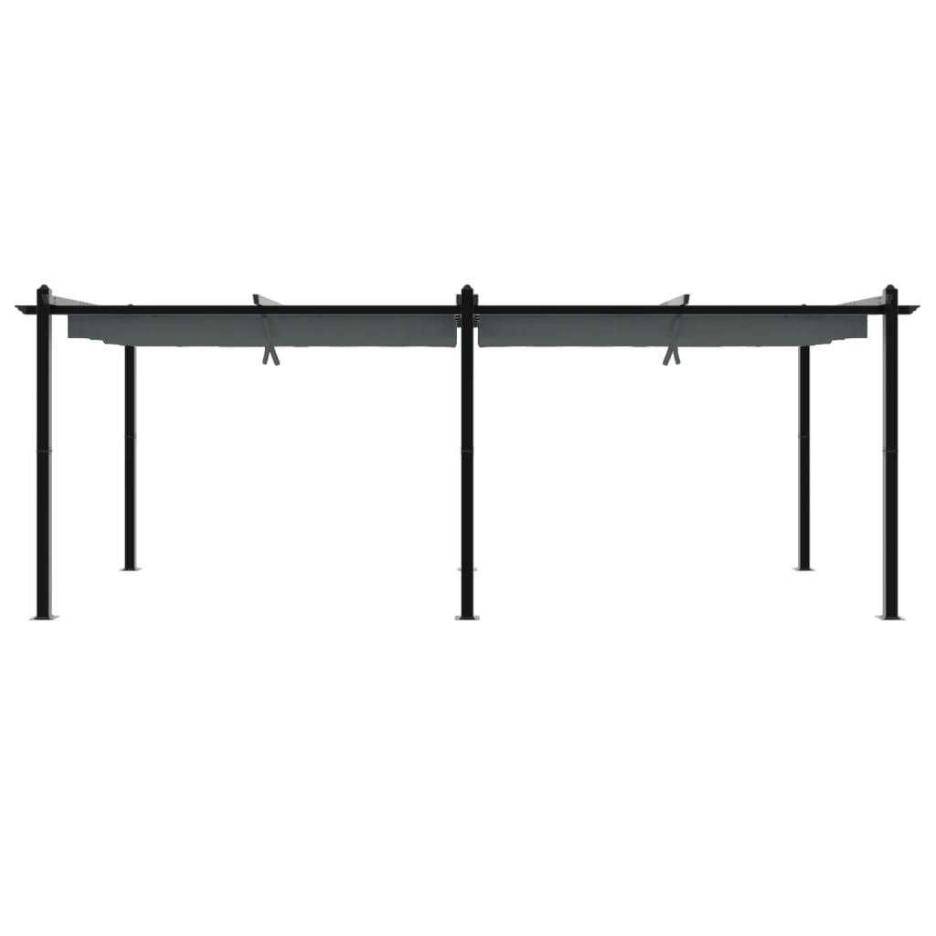 Gazebo de jardim com teto retrátil 3x6 m alumínio antracite