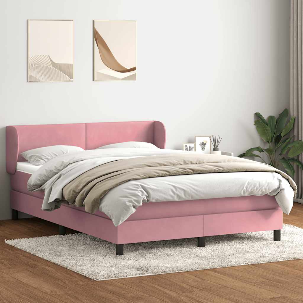 Cama com molas/colchão 140x220 cm veludo rosa