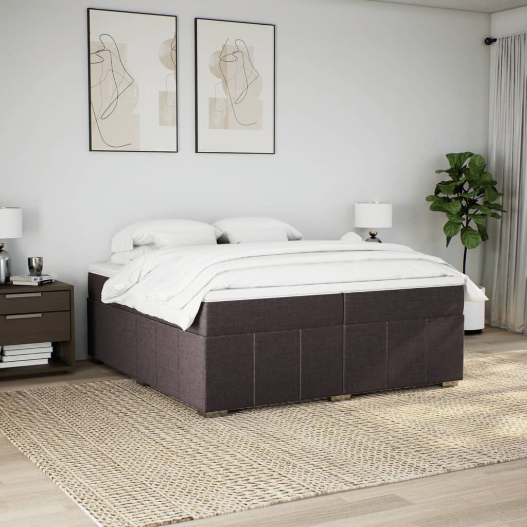 Cama com molas/colchão 200x200 cm tecido castanho-escuro