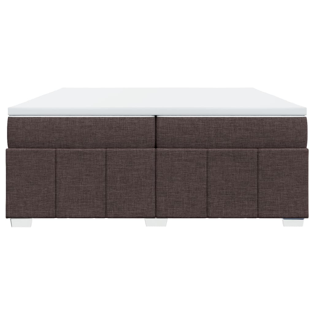 Cama com molas/colchão 200x200 cm tecido castanho-escuro