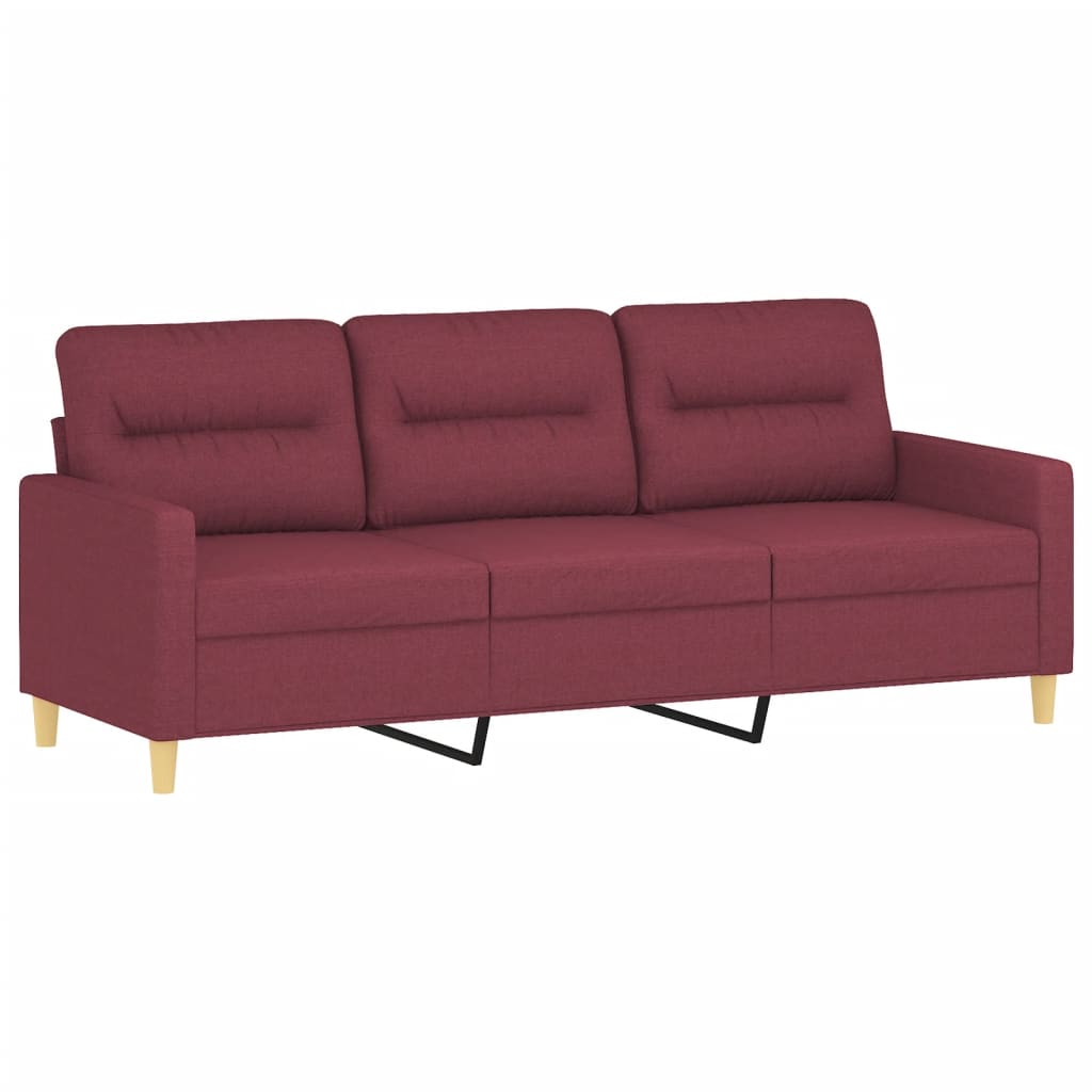 2 Pcs conjunto de sofás com almofadas tecido vermelho-tinto