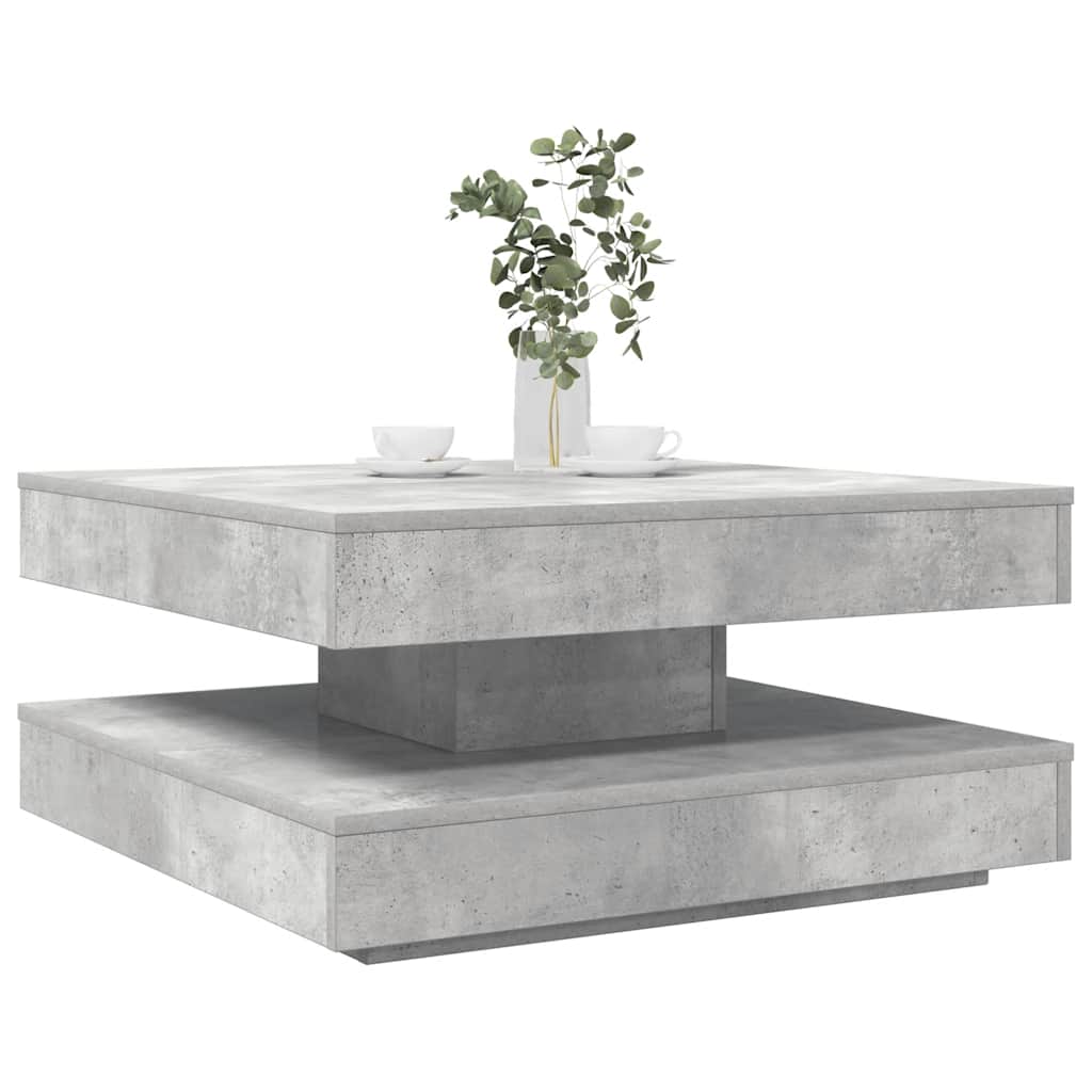 Mesa de centro rotativa a 360 graus 70x70x34,5 cm cinza cimento