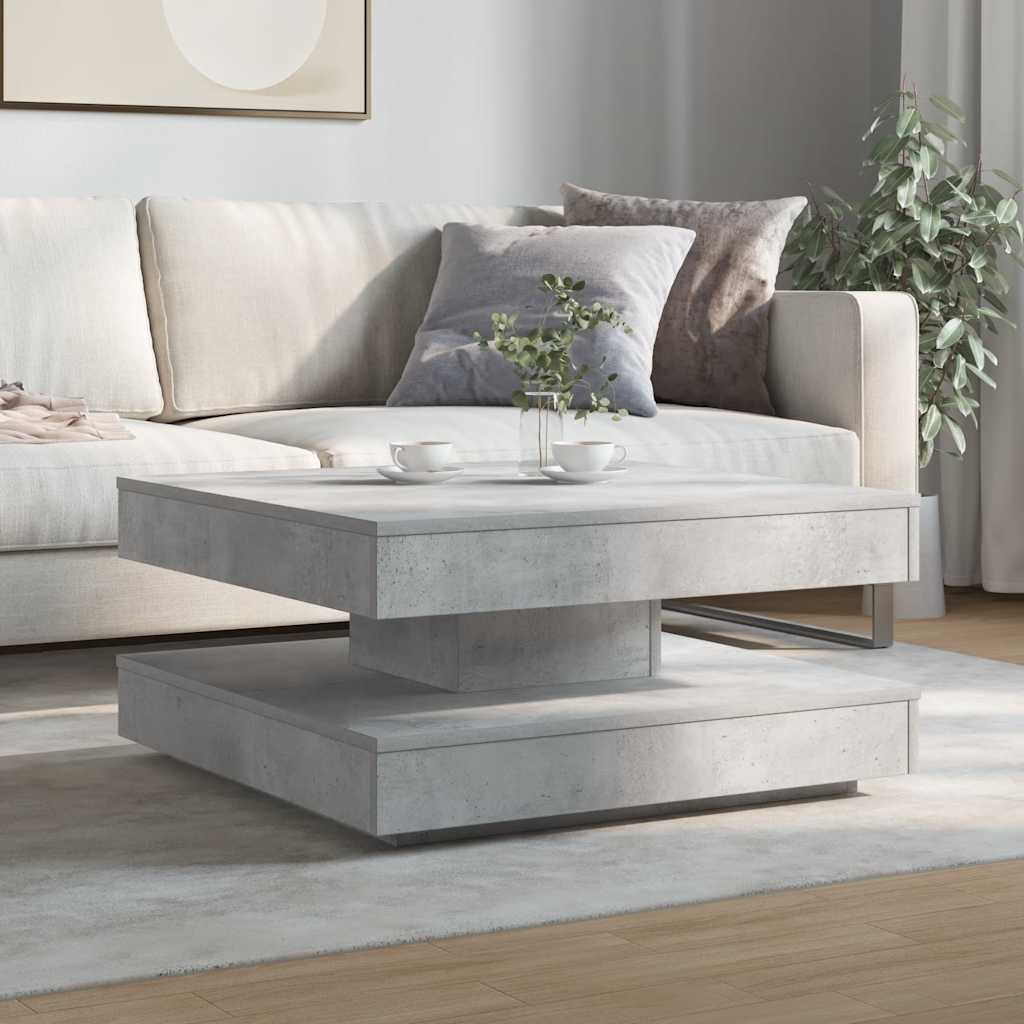 Mesa de centro rotativa a 360 graus 70x70x34,5 cm cinza cimento