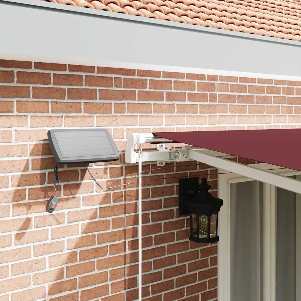 Toldo retrátil manual com luz LED 500x300 cm bordô