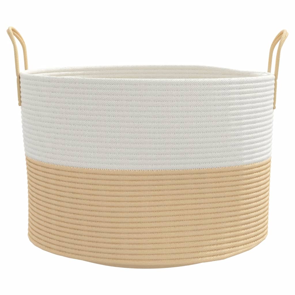 Cesto de arrumação ø51x33 cm algodão bege e branco