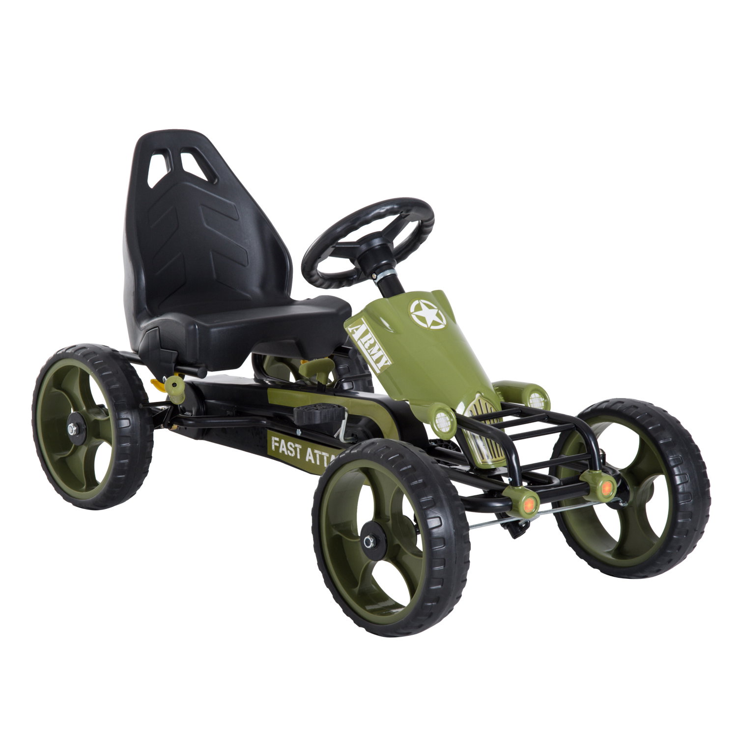 Go-kart a pedais para crianças acima de 3 anos com freio embreagem assento ajustável máx. 35 kg 105x54x61cm verde