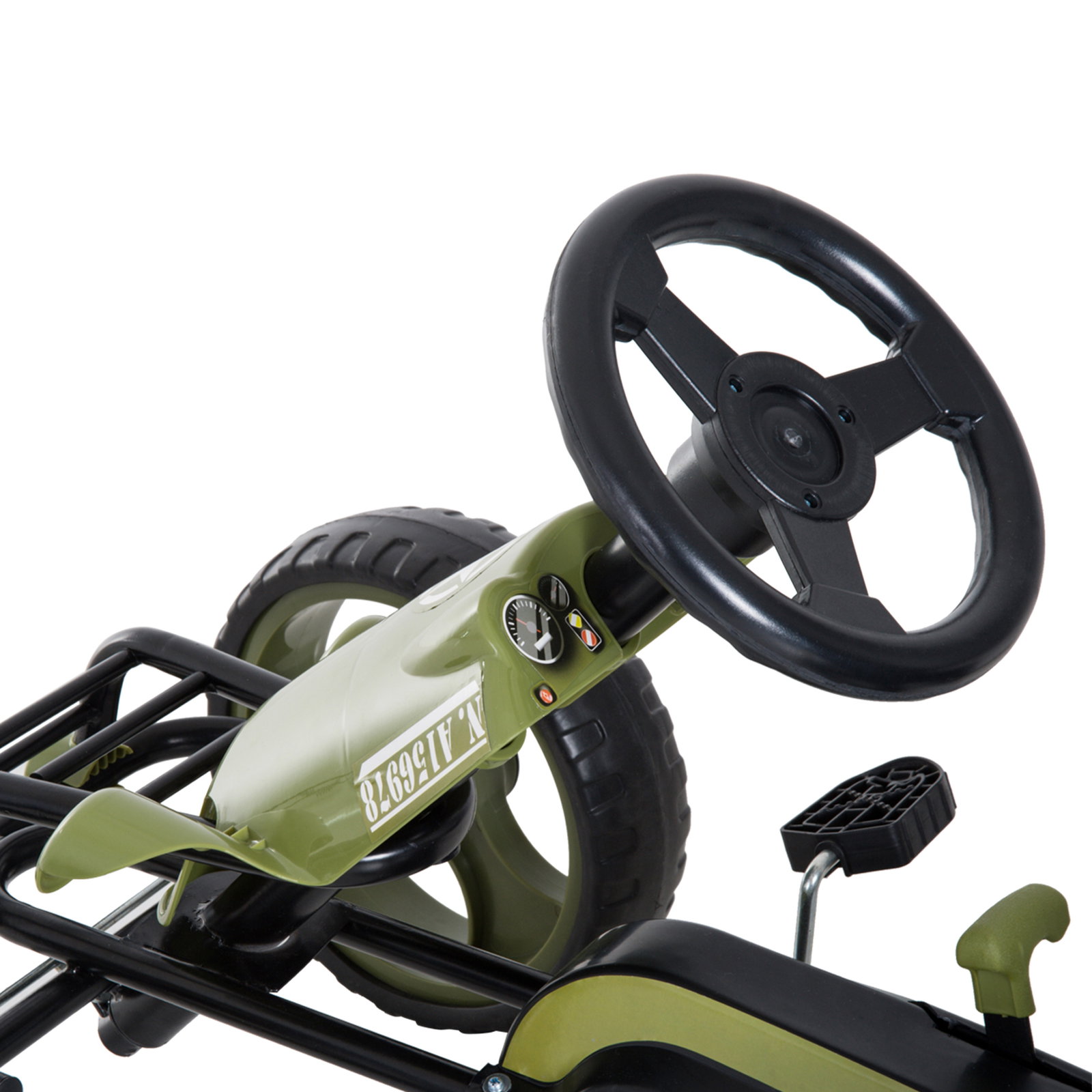 Go-kart a pedais para crianças acima de 3 anos com freio embreagem assento ajustável máx. 35 kg 105x54x61cm verde