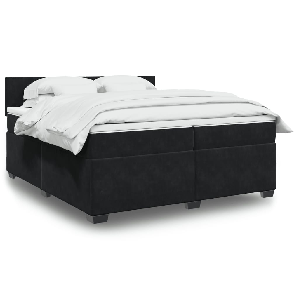 Cama com molas/colchão 200x200 cm veludo preto