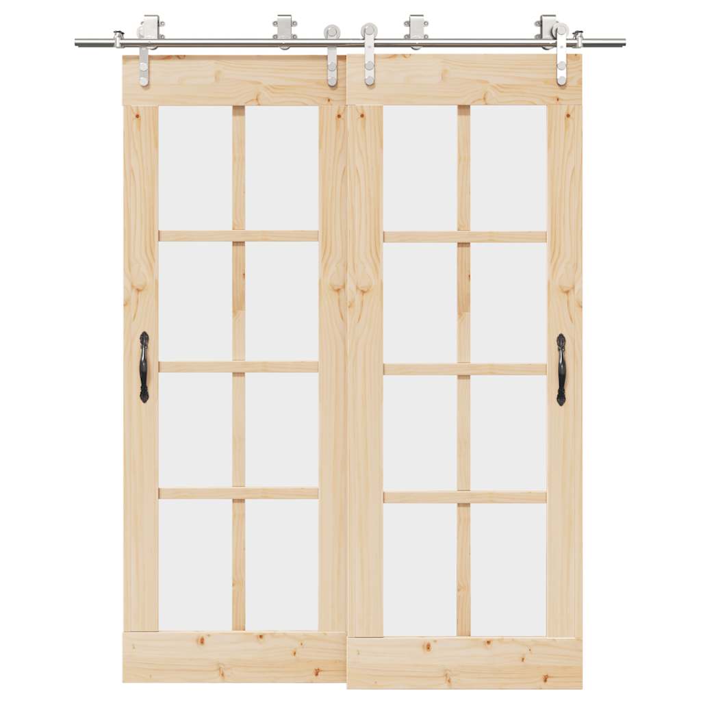 Kit ferragens p/ porta deslizante 183cm aço inoxidável prateado