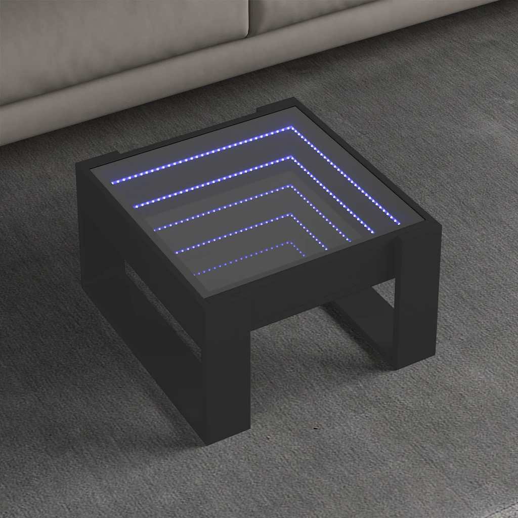 Mesa de centro luzes LED infinity 50x53x30 cm preto
