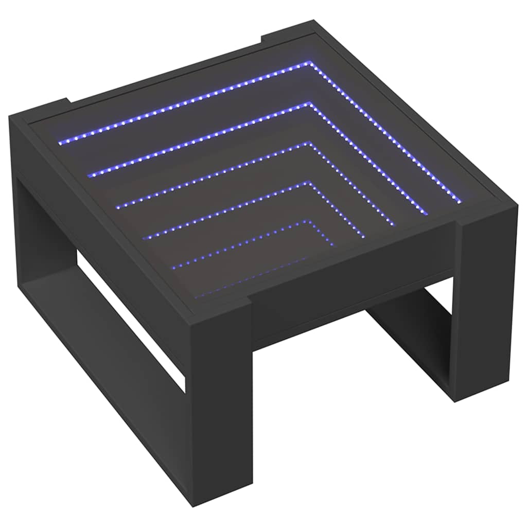 Mesa de centro luzes LED infinity 50x53x30 cm preto