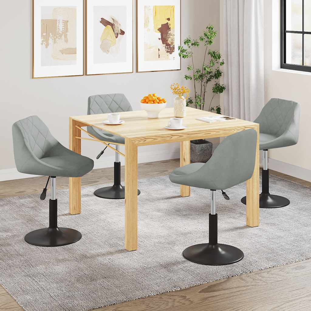 Cadeiras de jantar giratórias 4 pcs veludo cinzento-claro