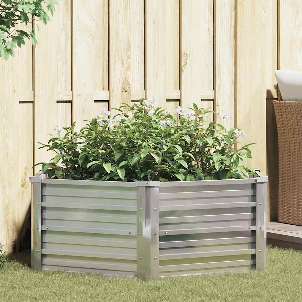 Canteiro elevado de jardim 129x45 cm aço galvanizado prateado