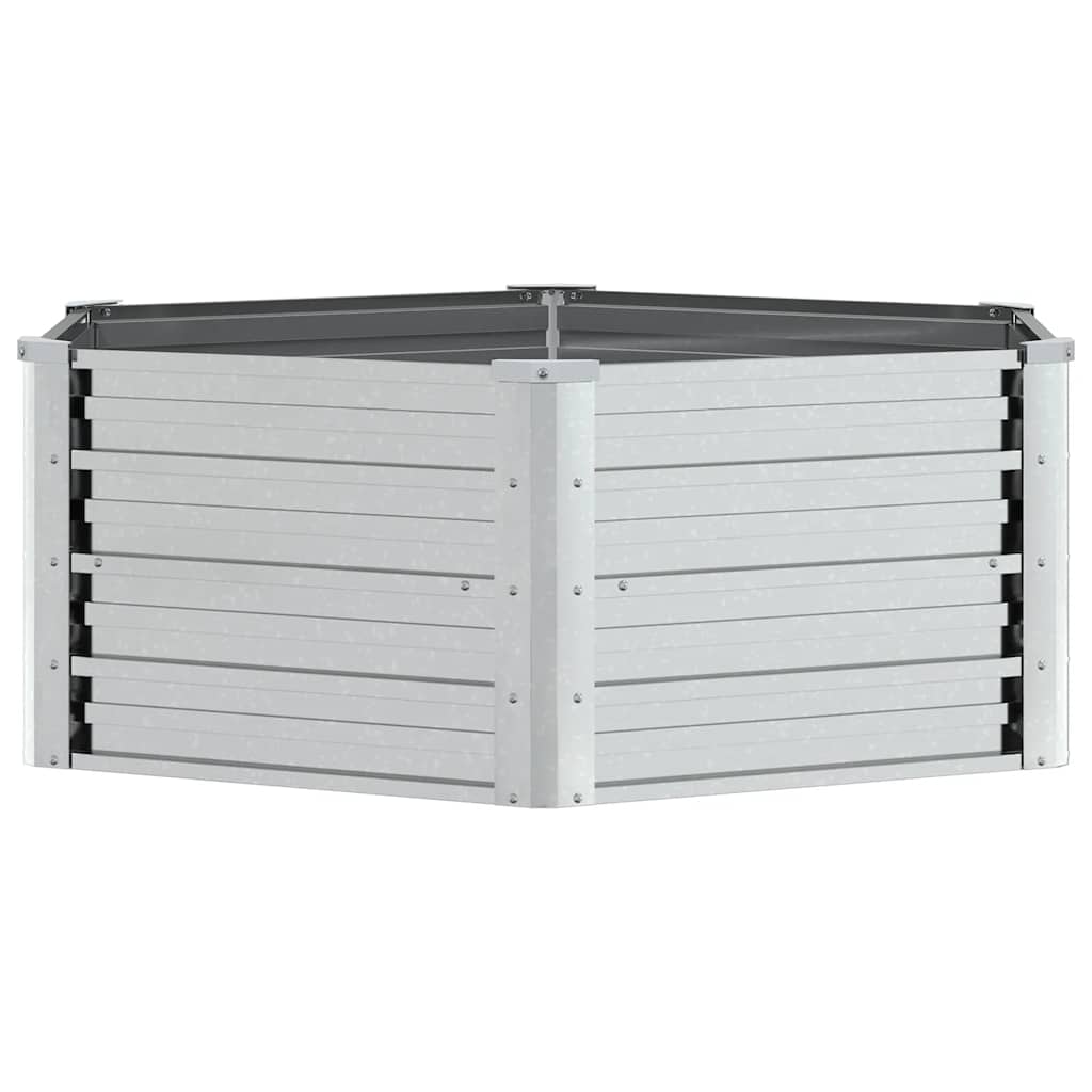 Canteiro elevado de jardim 129x45 cm aço galvanizado prateado