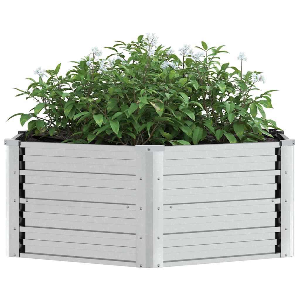 Canteiro elevado de jardim 129x45 cm aço galvanizado prateado