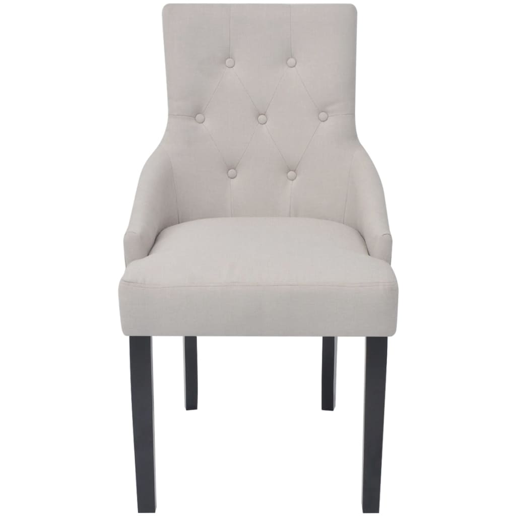 Cadeiras de jantar 2 pcs tecido cinzento creme
