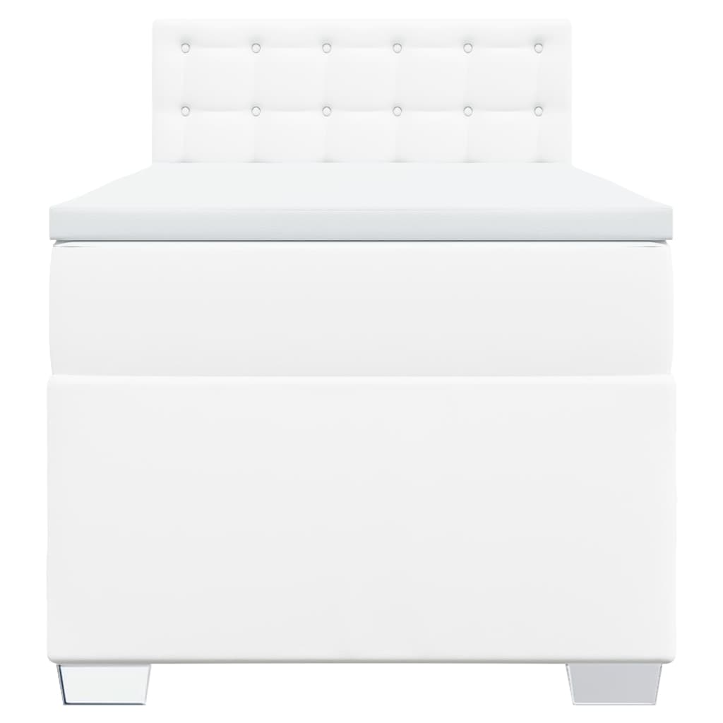 Cama com molas/colchão 100x200 cm couro artificial branco