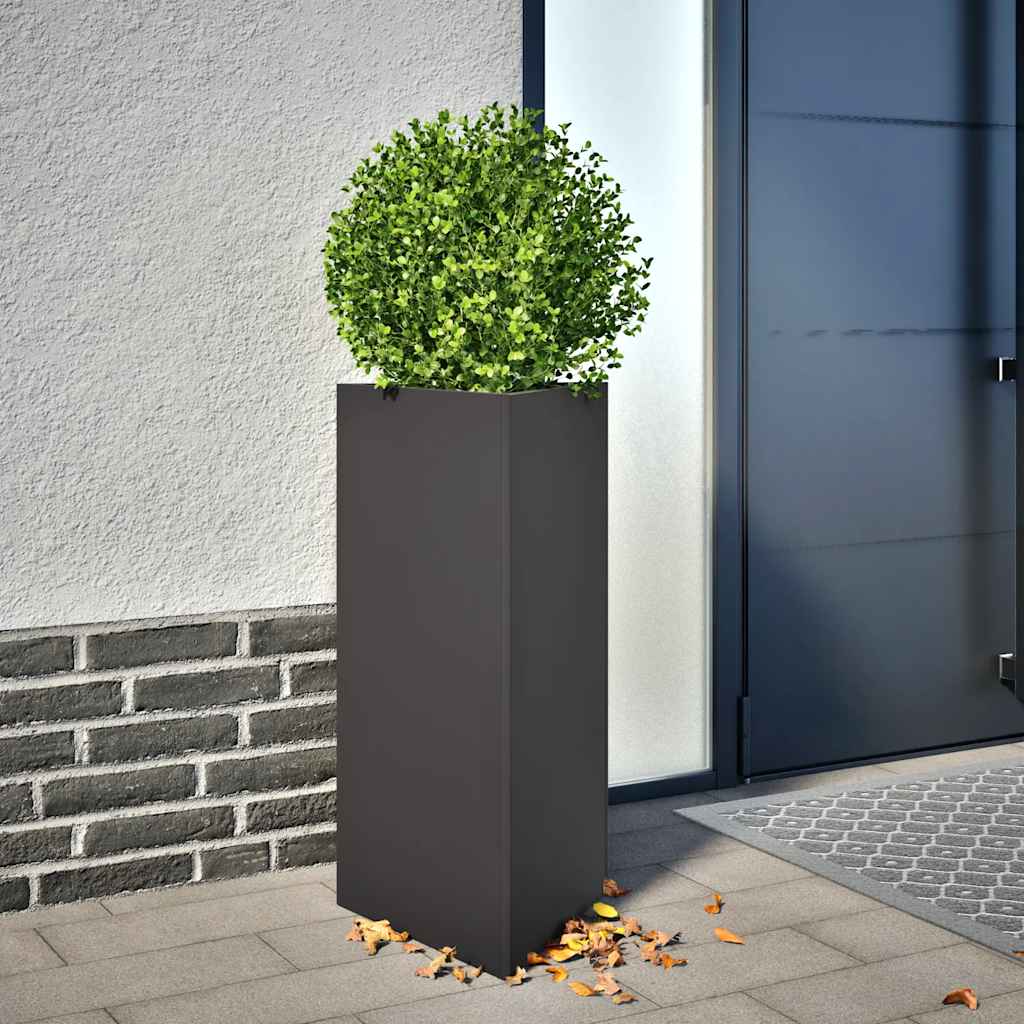 Vaso/floreira de jardim triangular 40x34,5x75 cm aço preto
