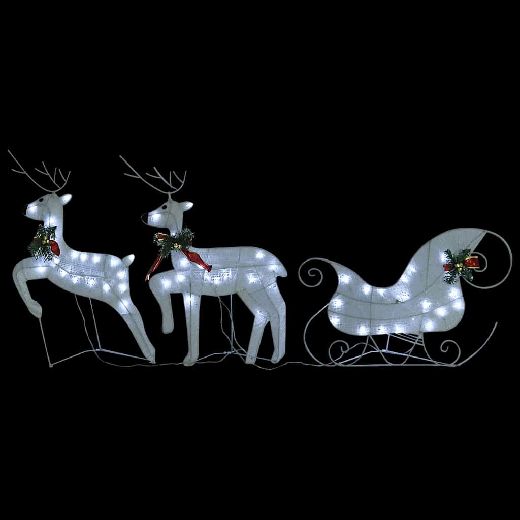 Decoração de natal renas/trenó p/ exterior 140 luzes LED branco