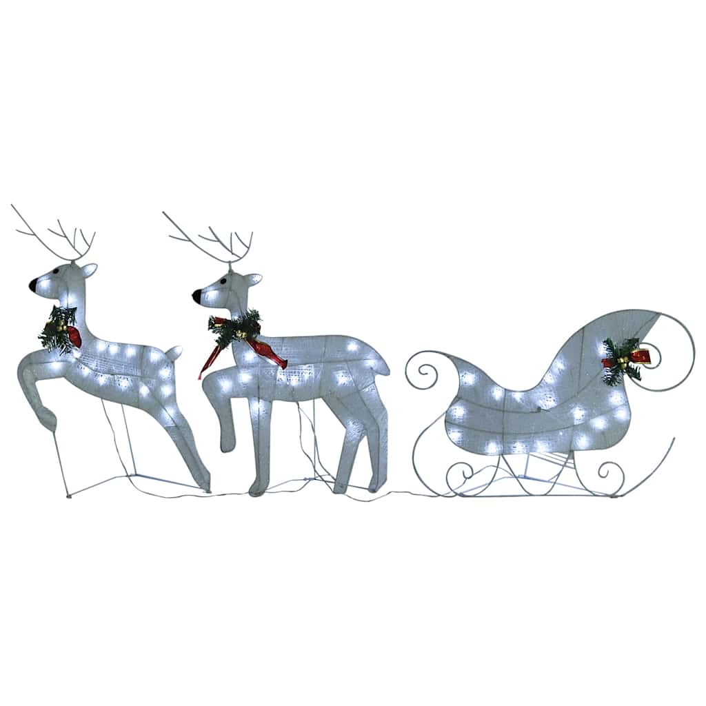 Decoração de natal renas/trenó p/ exterior 140 luzes LED branco